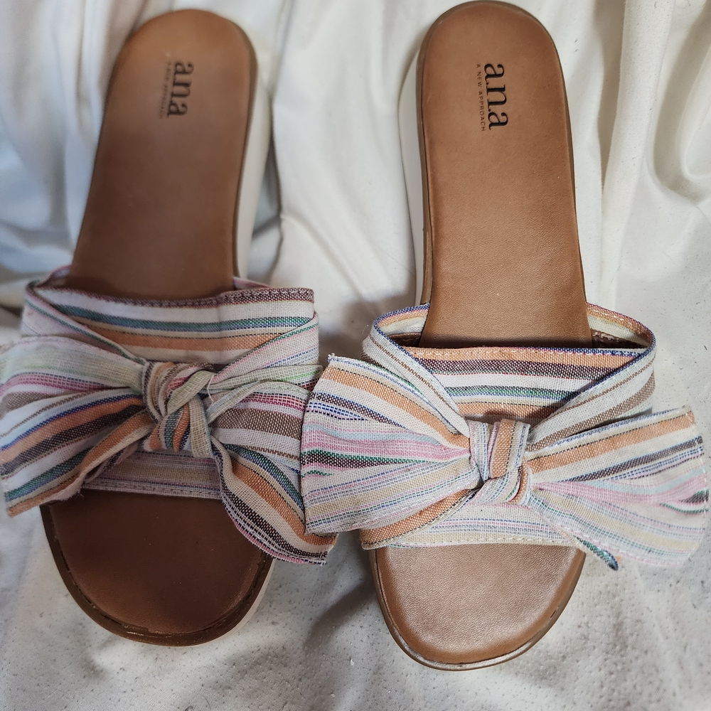 a.n.a Women's Striped Bow Sandals - Multicolor